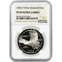 1994 P $1 US Prisoner Of War POW Museum Commemorative Silver Dollar NGC PF69 UC