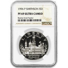 1996 P $1 Smithsonian Institution Commemorative Silver Dollar NGC PF69 UC