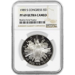 1989 S $1 Congress Bicentennial Commemorative Silver Dollar NGC PF69 UC