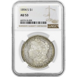 1894 S $1 Morgan Silver Dollar VAM 1A Worm Eye Die Scratches NGC AU53