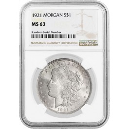 1921 $1 Morgan Silver Dollar NGC MS63