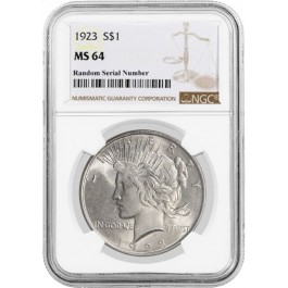 1923 $1 Silver Peace Dollar NGC MS64