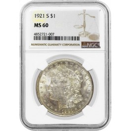 1921 S $1 Morgan Silver Dollar NGC MS60