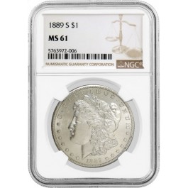 1889 S $1 Morgan Silver Dollar NGC MS61 Uncirculated Key Date Mint State Coin