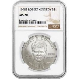 1998 S $1 Robert F Kennedy Commemorative Silver Dollar NGC MS70