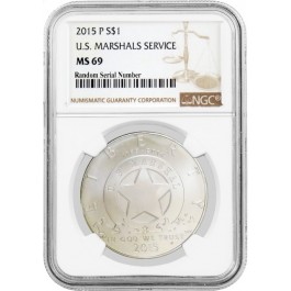 2015 P $1 U.S. Marshals Service Commemorative Silver Dollar NGC MS69