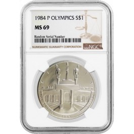 1984 P $1 Los Angeles Olympiad Commemorative Silver Dollar NGC MS69