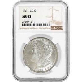 1881 CC $1 Morgan Silver Dollar VAM 2 Doubled 88 & Top Reverse NGC MS63 