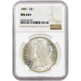 1881 $1 Morgan Silver Dollar NGC MS64+