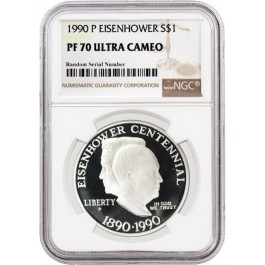 1990 P $1 Eisenhower Centennial Commemorative Silver Dollar NGC PF70 UC