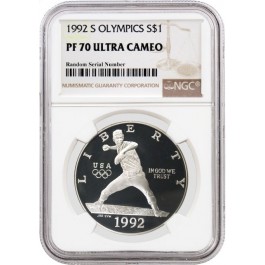 1992 S $1 XXV Olympics Commemorative Silver Dollar NGC PF70 UC