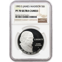 1993 S $1 James Madison Commemorative Silver Dollar NGC PF70 UC