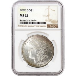 1890 S $1 Morgan Silver Dollar NGC MS62
