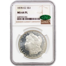1878 CC $1 Morgan Silver Dollar NGC MS64 PL CAC