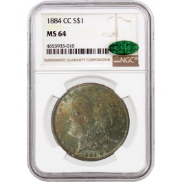 1884 CC $1 Morgan Silver Dollar NGC MS64 CAC Toned