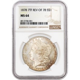 1878 7TF Reverse Of 1878 $1 Morgan Silver Dollar VAM 142 Doubled 878 NGC MS64