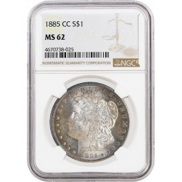 1885 CC $1 Morgan Silver Dollar NGC MS62 Toned