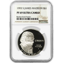 1993 S $1 James Madison Commemorative Silver Dollar NGC PF69 UC