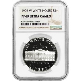 1992 W $1 White House 200th Anniversary Commemorative Silver Dollar NGC PF69 UC