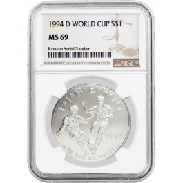 1994 D $1 World Cup Tournament Commemorative Silver Dollar NGC MS69