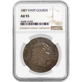 1887 Republic Of Haiti Gourde Silver NGC AU55 About Uncirculated Coin