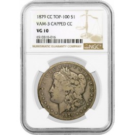 1879 CC Carson City $1 Morgan Silver Dollar VAM 3 Capped Die NGC VG10 Coin #016