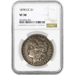 1878 CC Carson City $1 Morgan Silver Dollar NGC VF30 Very Fine Key Date Coin #23