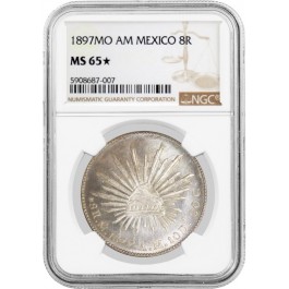 1897 MO AM 8 Reales Silver Mexico City First Republic NGC MS65 Star TOP POP COIN
