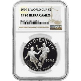 1994 S $1 World Cup Tournament Commemorative Silver Dollar NGC PF70 UC