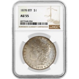 1878 8TF 8 Tail Feather $1 Morgan Silver Dollar NGC AU55 About Uncirculated Coin