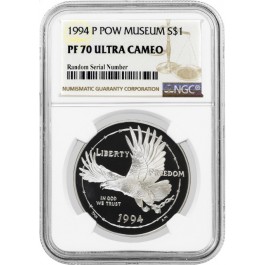 1994 P $1 US Prisoner Of War POW Museum Commemorative Silver Dollar NGC PF70 UC