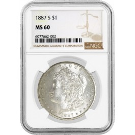 1887 S $1 Morgan Silver Dollar NGC MS60 Uncirculated Key Date Coin