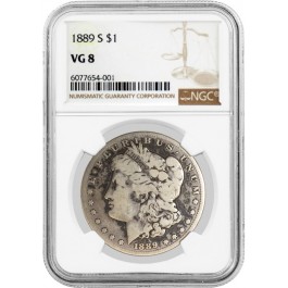 1889 S $1 Morgan Silver Dollar NGC VG8 Very Good Circulated Key Date Coin