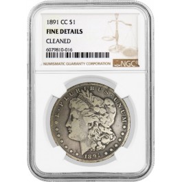 1891 CC $1 Morgan Silver Dollar NGC Fine Detail Cleaned Circulated Key Date Coin