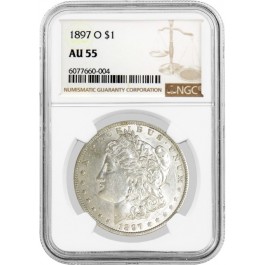 1897 O $1 Morgan Silver Dollar NGC AU55 About Uncirculated Key Date Coin