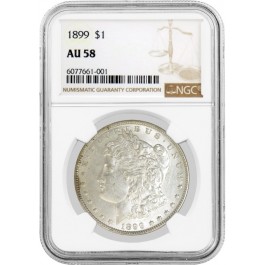 1899 $1 Morgan Silver Dollar NGC AU58 About Uncirculated Key Date Coin