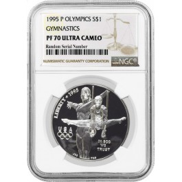 1995 P $1 XXVI Olympics Gymnastics Commemorative Silver Dollar NGC PF70 UC