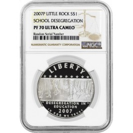 2007 P $1 Little Rock HS Desegregation Commemorative Silver Dollar NGC PF70 UC