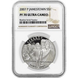 2007 P $1 Jamestown 400th Anniversary Commemorative Silver Dollar NGC PF70 UC