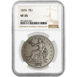 1876 $1 Trade Dollar Silver NGC VF35 Very Fine Circulated Coin
