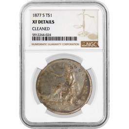 1877 S $1 Trade Dollar Silver NGC XF Details Cleaned Extremely Fine Coin