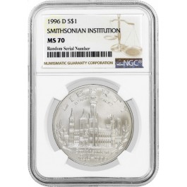 1996 D $1 Smithsonian Institution Commemorative Silver Dollar NGC MS70