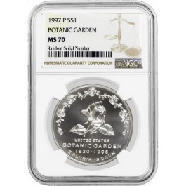 1997 P $1 US Botanic Garden Commemorative Silver Dollar NGC MS70