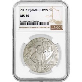 2007 P $1 Jamestown 400th Anniversary Commemorative Silver Dollar NGC MS70