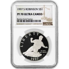 1997 S $1 Jackie Robinson Commemorative Silver Dollar NGC PF70 Ultra Cameo