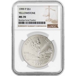 1999 P $1 Yellowstone National Park Commemorative Silver Dollar NGC MS70