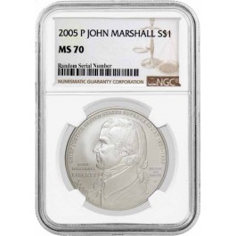 2005 P $1 John Marshall Commemorative Silver Dollar NGC MS70 Uncirculated Coin