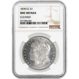 1878 CC $1 Morgan Silver Dollar NGC UNC Details Cleaned