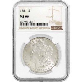 1881 $1 Morgan Silver Dollar NGC MS66