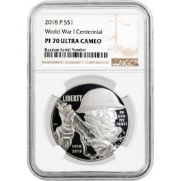 2018 P $1 World War I Centennial Commemorative Silver Dollar NGC PF70 UC